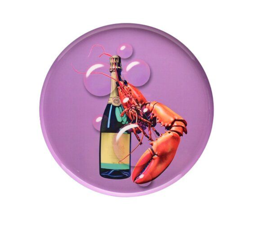 LOVE TRAYS M - VASSOIO DECORATIVO CHAMPAGNE E ARAGOSTA