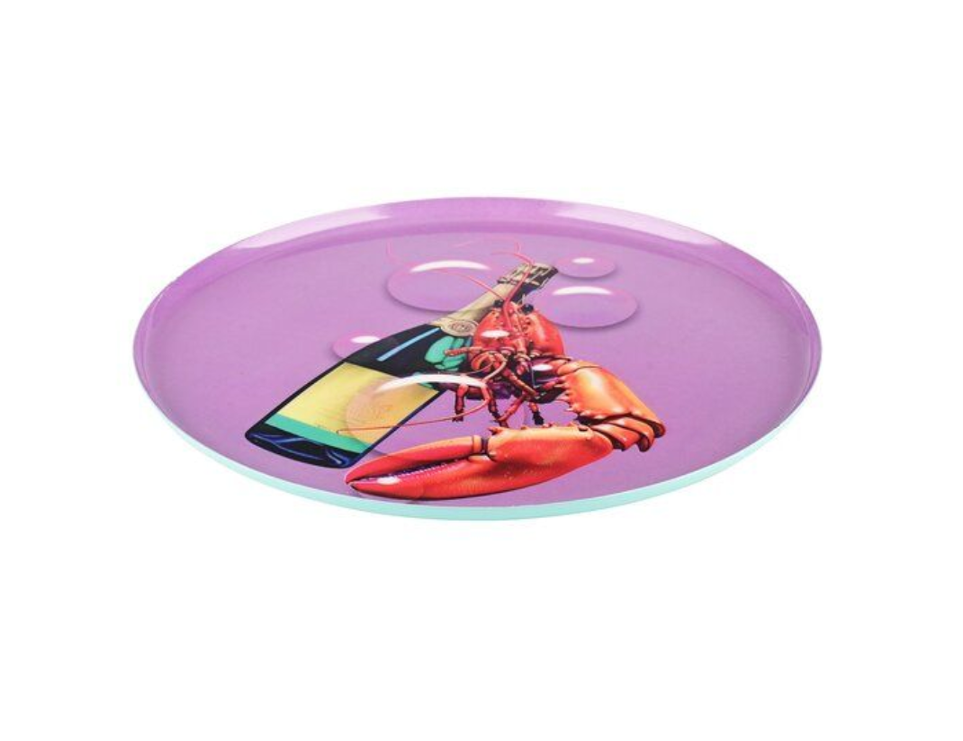 LOVE TRAYS M - VASSOIO DECORATIVO CHAMPAGNE E ARAGOSTA