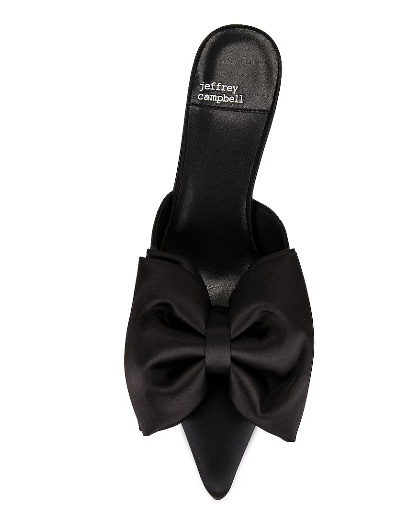 MULES RIBBONS BLACK SATIN